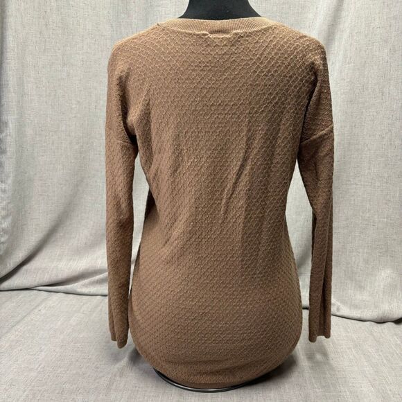 Ann Taylor Knit Sweater Long Sleeve Brown Acrylic Wool Women’s Petite Medium - Picture 3 of 9